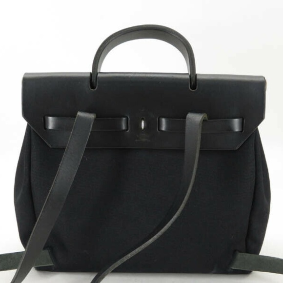 100% Auth HERMES CANVAS LEATHER HER BAG SAC A DOS - Picture 3 of 8